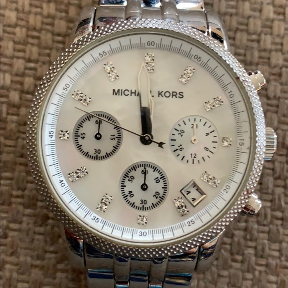 Michael Kors Silver Watch (with pearl face) - Picture 2 of 5